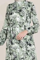 Tesettür giyim YEŞİL DESENLİ ELBİSE T 40814