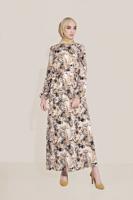 Tesettür giyim KAHVE DESENLİ ELBİSE T 40814