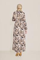Tesettür giyim KAHVE DESENLİ ELBİSE T 40814