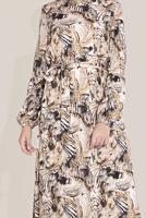 Tesettür giyim KAHVE DESENLİ ELBİSE T 40814