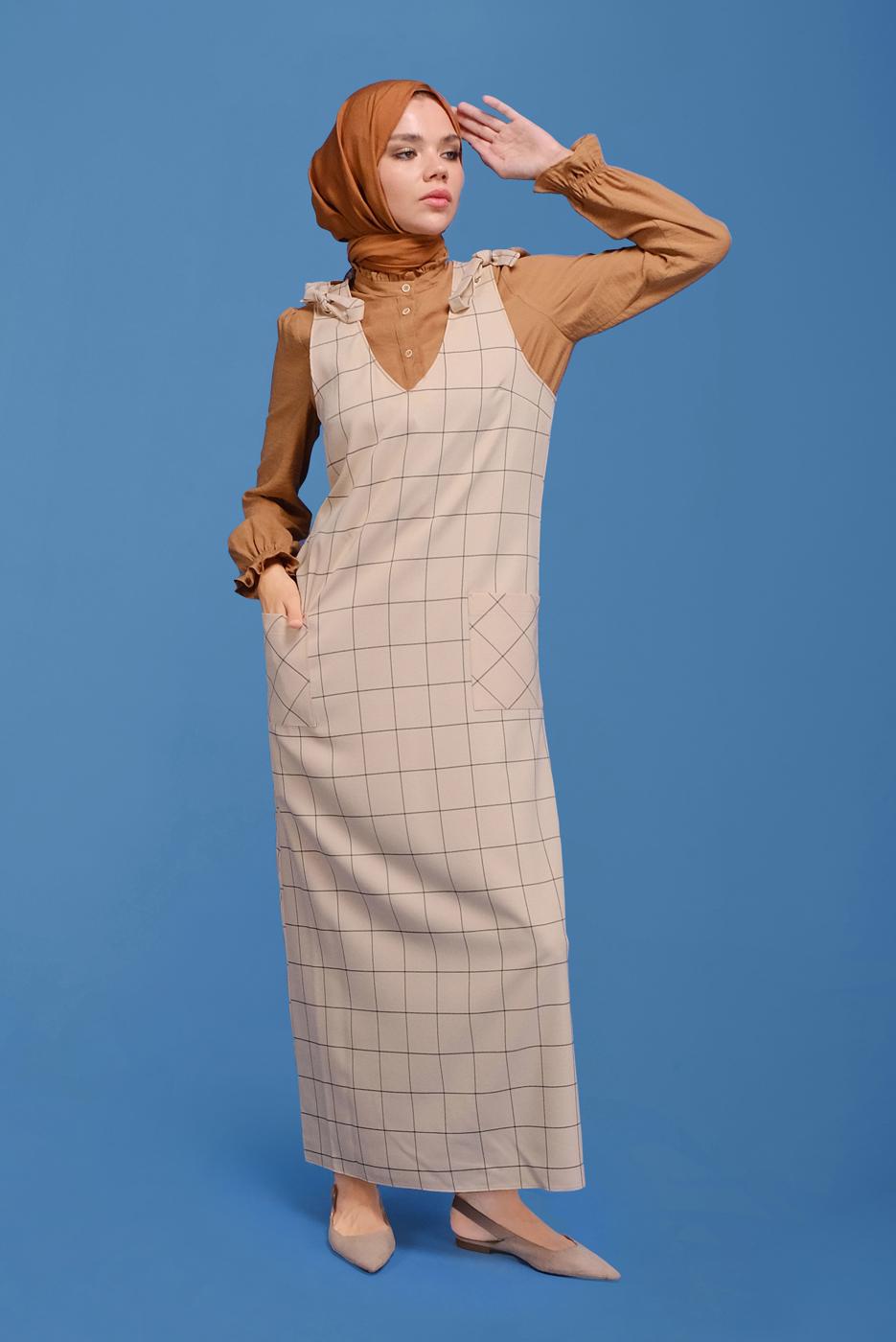 Tesettür giyim BEJ ALVİNA JİLE T 40832