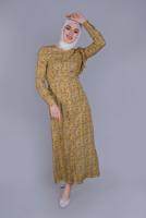 Tesettür giyim TURUNCU T 40835 ALVİNA VİSCON 30825 ELBİSE 38/44 TEK36