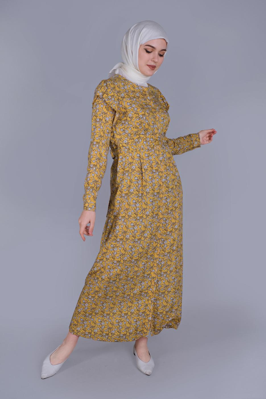 Tesettür giyim TURUNCU T 40835 ALVİNA VİSCON 30825 ELBİSE 38/44 TEK36