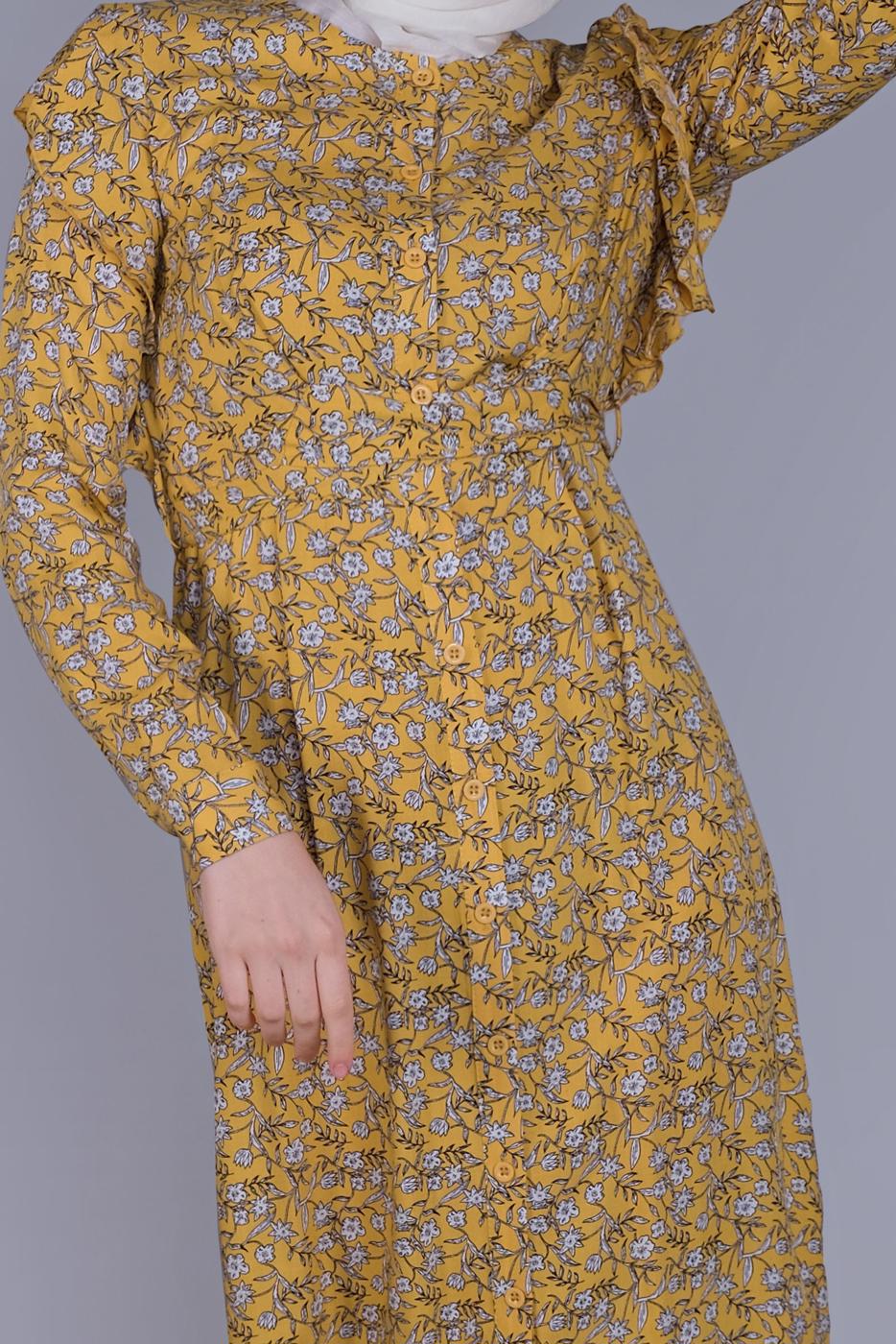 Tesettür giyim TURUNCU T 40835 ALVİNA VİSCON 30825 ELBİSE 38/44 TEK36