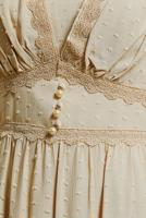 Tesettür giyim BEJ ALVİNA DANTEL DETAYLI DÜĞMELİ ELBİSE T 41509