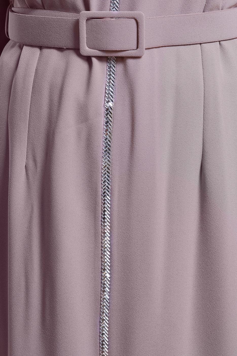 Tesettür giyim PEMBE ALVİNA KEMERLİ TAŞLI ELBİSE T 41778