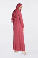 Tesettür giyim MERCAN ALVİNA YUVARLAK YAKA DANTELLİ ELBİSE 4390