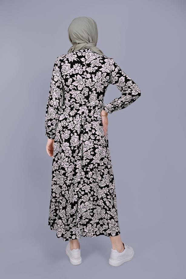 Hijab clothing  FLORAL PATTERN DRESS 4412  - TRENDTESETTÜR
