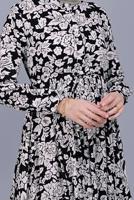 Hijab clothing BLACK FLORAL PATTERN DRESS 4412 