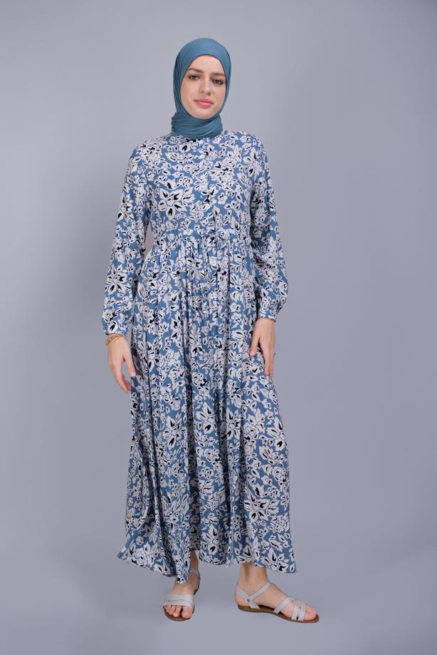 Vêtements hijab  FLORAL PATTERN DRESS 4412  - TRENDTESETTÜR