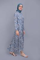 Hijab clothing BLUE FLORAL PATTERN DRESS 4412 