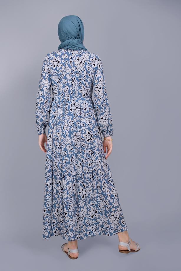 Vêtements hijab  FLORAL PATTERN DRESS 4412  - TRENDTESETTÜR