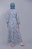 Hijab clothing BLUE FLORAL PATTERN DRESS 4412 