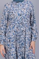 Hijab clothing BLUE FLORAL PATTERN DRESS 4412 