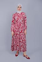 Vêtements hijab ROUGE ROBE MOTIF FLORAL  4412 
