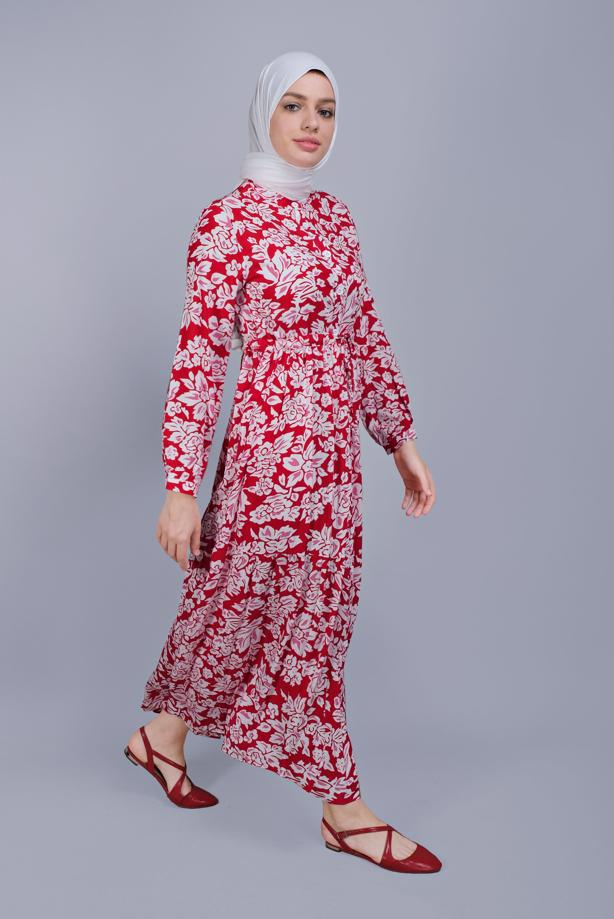 Hijab clothing  FLORAL PATTERN DRESS 4412  - TRENDTESETTÜR