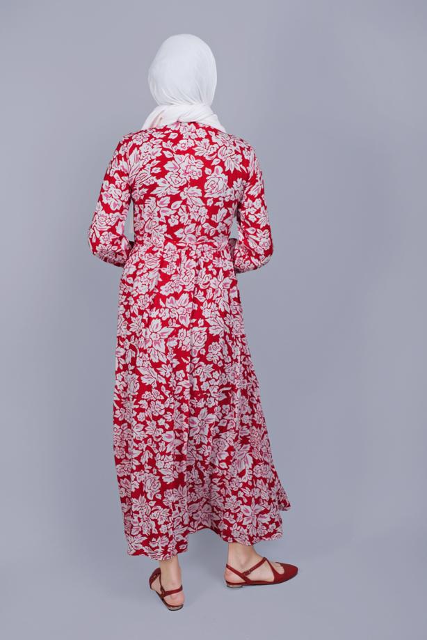 Vêtements hijab  FLORAL PATTERN DRESS 4412  - TRENDTESETTÜR