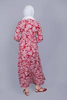 Vêtements hijab ROUGE ROBE MOTIF FLORAL  4412 