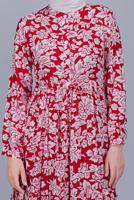 Hijab clothing RED FLORAL PATTERN DRESS 4412 