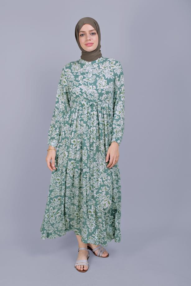 Vêtements hijab  FLORAL PATTERN DRESS 4412  - TRENDTESETTÜR