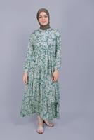 Hijab clothing GREEN FLORAL PATTERN DRESS 4412 
