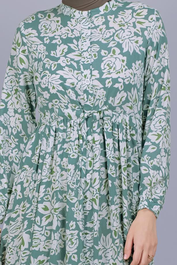 Hijab clothing  FLORAL PATTERN DRESS 4412  - TRENDTESETTÜR
