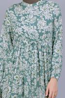 Vêtements hijab VERT ROBE MOTIF FLORAL  4412 