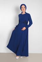 Tesettür giyim LACİVERT NAKIŞ DETAYLI ELBİSE T 4433