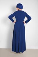 Tesettür giyim LACİVERT NAKIŞ DETAYLI ELBİSE T 4433