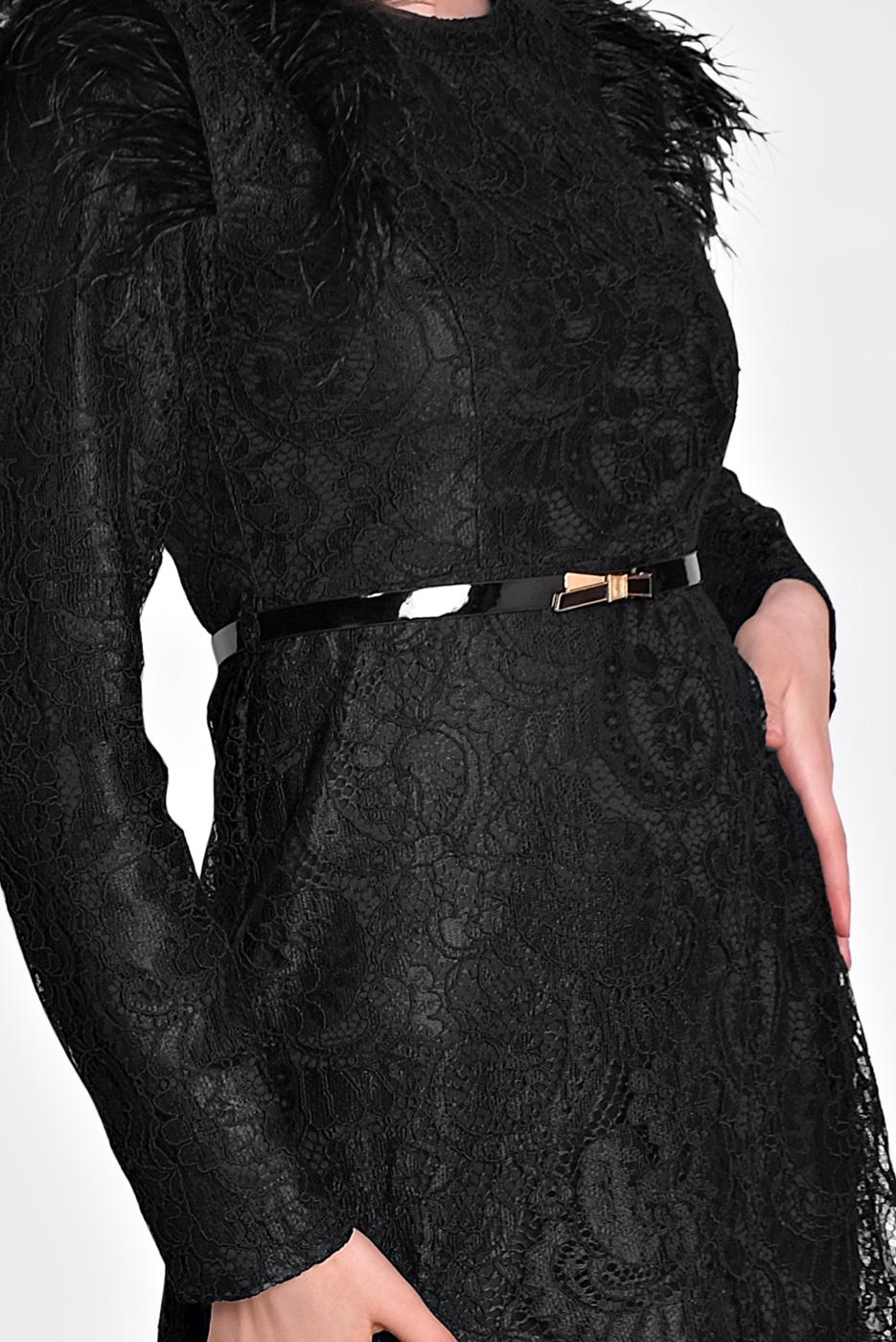 Tesettür giyim SİYAH ALVİNA TÜY DETAYLI GÜPÜRLÜ ELBİSE T 4464