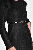 Tesettür giyim SİYAH ALVİNA TÜY DETAYLI GÜPÜRLÜ ELBİSE T 4464