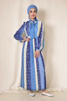 Tesettür giyim LACİVERT T 4969 ALVİNA AQUA 272432 ELBİSE 38/44