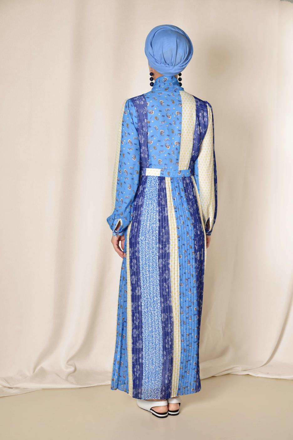 Tesettür giyim LACİVERT T 4969 ALVİNA AQUA 272432 ELBİSE 38/44