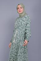 Hijab clothing GREEN LEAF PATTERNED LACE DRESS  5412 