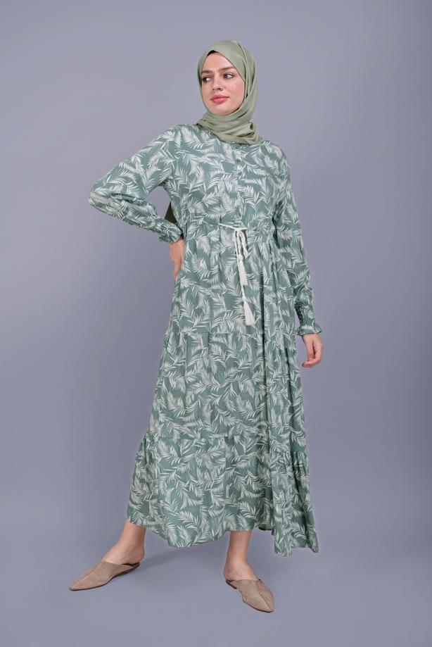 Hijab clothing  LEAF PATTERNED LACE DRESS  5412  - TRENDTESETTÜR