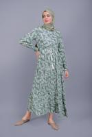 Hijab clothing GREEN LEAF PATTERNED LACE DRESS  5412 
