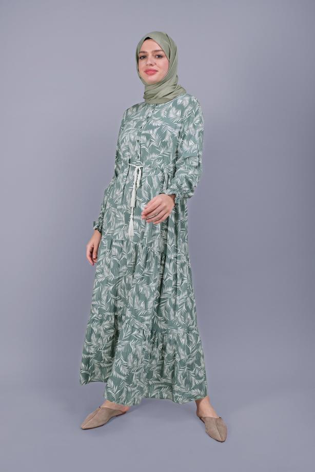 Hijab clothing  LEAF PATTERNED LACE DRESS  5412  - TRENDTESETTÜR