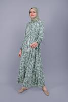 Hijab clothing GREEN LEAF PATTERNED LACE DRESS  5412 