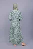 Hijab clothing GREEN LEAF PATTERNED LACE DRESS  5412 