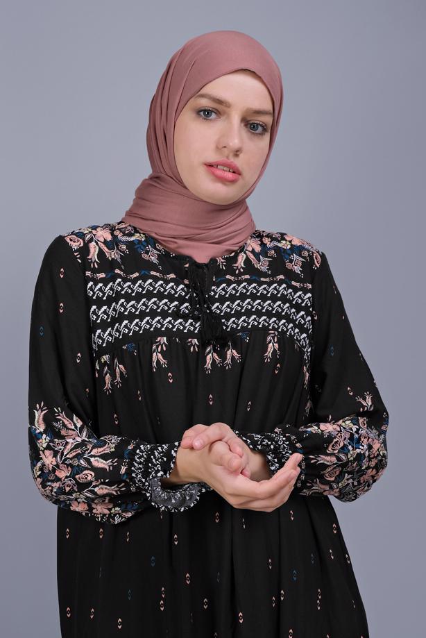 Vêtements hijab  FLORAL PATTERN DRESS  5712  - TRENDTESETTÜR