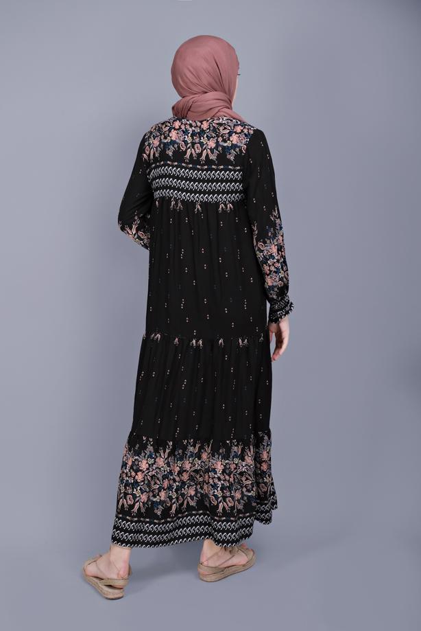 Vêtements hijab  FLORAL PATTERN DRESS  5712  - TRENDTESETTÜR