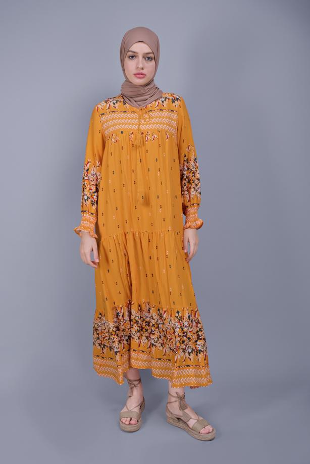 Vêtements hijab  FLORAL PATTERN DRESS  5712  - TRENDTESETTÜR