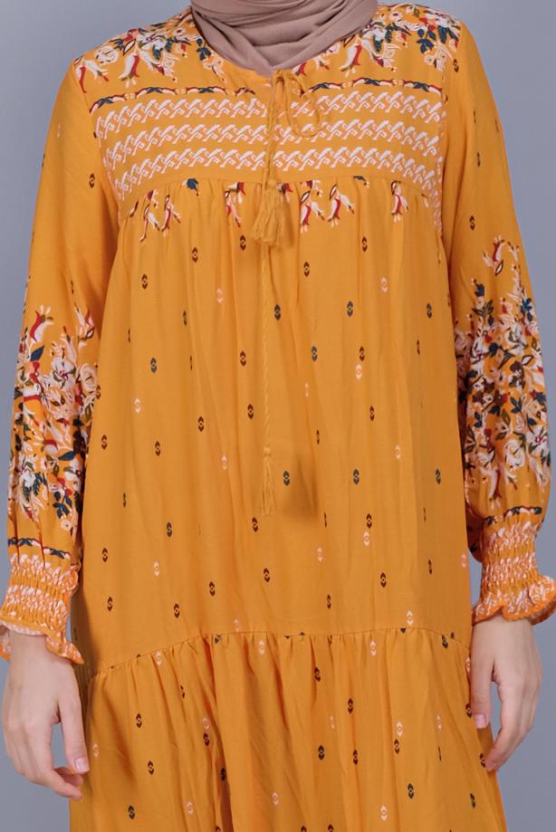 Vêtements hijab  FLORAL PATTERN DRESS  5712  - TRENDTESETTÜR