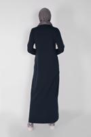 Tesettür giyim LACİVERT NAKIŞLI FERMUARLI EŞOFMAN ELBİSE 6519 