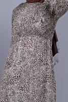 Tesettür giyim BEJ PAMUKLU LEOPAR DESENLİ ELBİSE 8325 