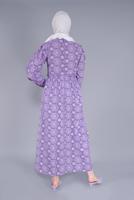Tesettür giyim MOR DESENLİ ELBİSE  8334 