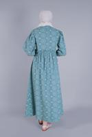 Tesettür giyim MAVİ DESENLİ ELBİSE  8334 