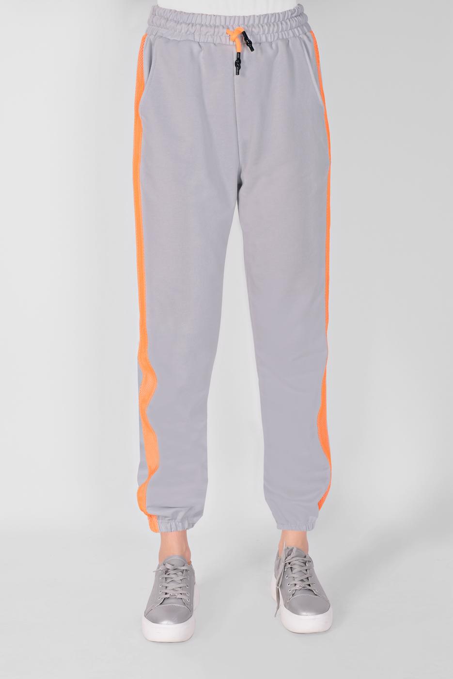 Tesettür giyim GRİ FİLELİ ŞERİT DETAYLI EŞOFMAN ALTI 51012 