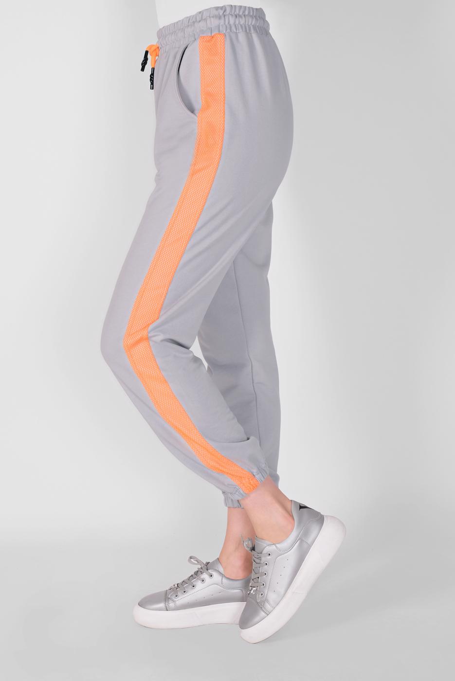 Tesettür giyim GRİ FİLELİ ŞERİT DETAYLI EŞOFMAN ALTI 51012 