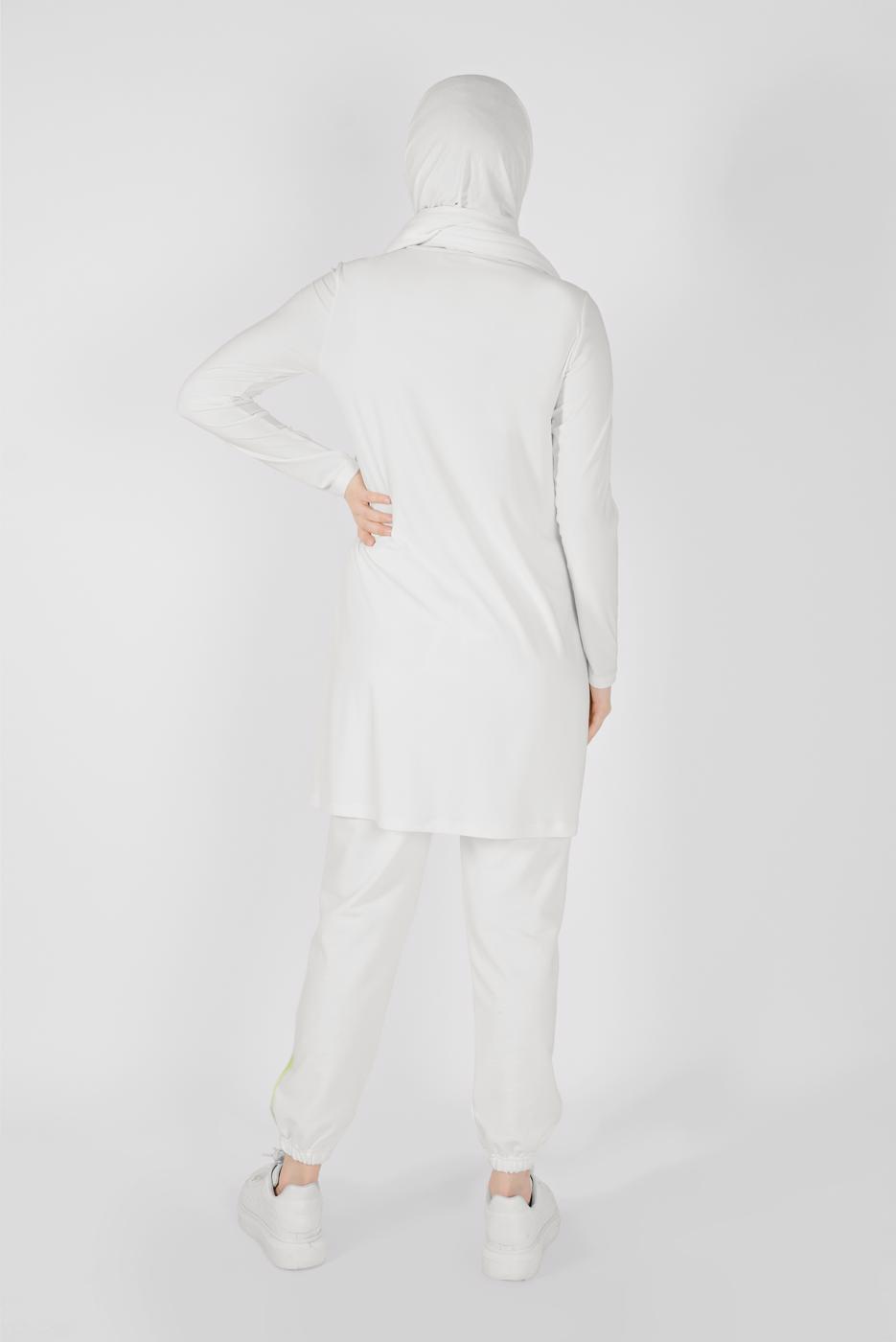 Tesettür giyim EKRU FİLELİ ŞERİT DETAYLI EŞOFMAN ALTI 51012 